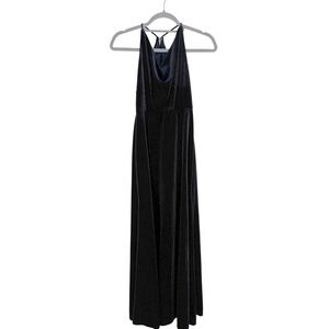 Jenny Yoo‎ Collection Black Velvet Cowl Neck Racer Back Maxi Dress Formal, Sz 0